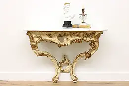 French Rococo Antique 1750s Marble & Gilt Hall Console Table #59235