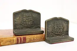 Pair of Cast Iron Antique Nautical Ship Office Bookends #58311
