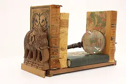 Asian Vintage Carved Walnut Adjustable Elephant Book Holder #58702