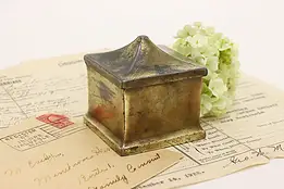 Traditional Antique Desktop Brass Finish & Glass Inkwell JB #58788