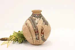 Indigenous Vintage Hand Painted Pottery Vase Snakes Signed #55595