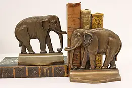Pair of Antique Bronze Elephant Library or Office Bookends #58801
