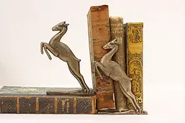 Pair Antique Art Deco Bronze Antelope Office Bookends #59392