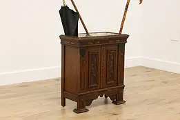 Victorian Antique Carved Oak Hall Umbrella & Cane Stand #58884