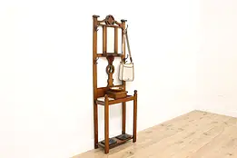 Craftsman Antique Oak Hall Tree Umbrella & Cane Stand #59236