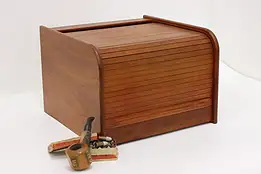 Midcentury Modern Vintage Teak Roll Top File Cabinet ALS #58897
