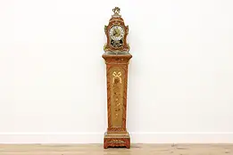 Italian Baroque Vintage Marquetry Clock & Pedestal, Hermle #55029