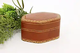 Italian Vintage Gold Tooled Leather Jewelry or Trinket Box #58269