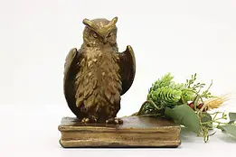 Wise Owl & Book Bronze Clad Library Bookend Sculpture, Armor #59587