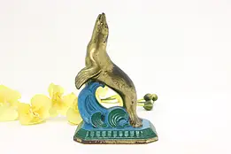 Leaping Sea Lion Antique Brass Finish Sculpture or Bookend #59597