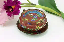 Chinese Antique Cloisonne Brass Incense or Ash Bowl & Plate #59710