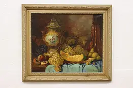 Still Life Fruit Vintage Original Oil Painting Zdrazlek 30" #59766
