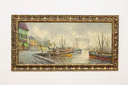 La Boca Plaza Vintage Original Oil Painting Raul 49.5" #59836