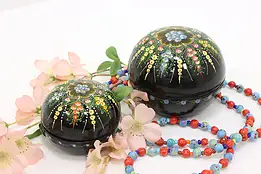 Pair Ukrainian Vintage Hand Painted Petrykivka Nesting Boxes #59372