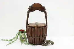 Asian Antique Carved Pine & Oak Covered Bucket #59793