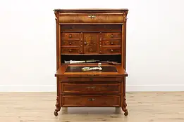 Biedermeier Antique 1840s Mahogany Drop Front Secretary Desk #58901
