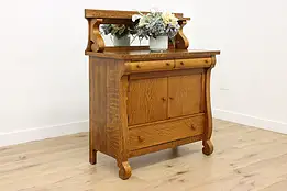 Empire Antique Oak Sideboard Buffet or Bar Cabinet, Rockford #59873