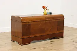 Art Deco Vintage Waterfall Cedar Lined Blanket Chest Trunk #59726