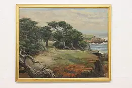 Land Meets Sea Vintage Original Oil Painting Pieper 31.5" #59784
