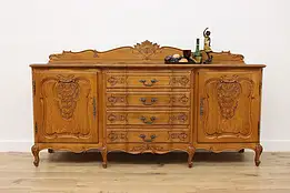 Country French Carved Oak Sideboard, Buffet or Bar Cabinet #59600