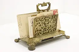 Victorian Antique Brass Desktop Office Letter & Pen Holder #59790