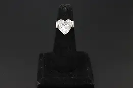 925 Sterling Silver Large Heart CZ Solitaire Ring #60343