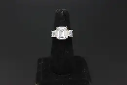 925 Sterling Silver Three-Stone Emerald Cut CZ Ring #60348