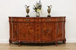 French Vintage Walnut & Inlay Bar Cabinet Server or Buffet #59434
