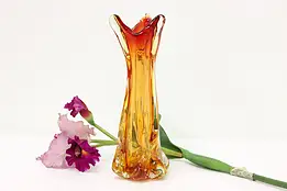 Murano Venice Italian Orange & Red Blown Art Glass Vase #60260