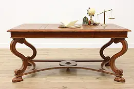 French Design Vintage Gold Tooled Leather Clad Desk Maitland #59465