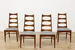 Set of 4 Midcentury Modern Vintage Chestnut Dining Chairs #60249