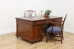 French Empire Design Antique Mahogany Partner Desk #59207