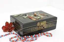 Chinese Vintage Lacquer & Carved Stone Jewelry Box, Mirror #59736