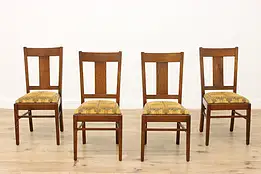 Set 4 Arts & Crafts Mission Oak Antique Dining Game Chairs #60447