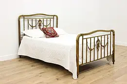 French Design Antique Brass Full Size Bed, Flowers #60255