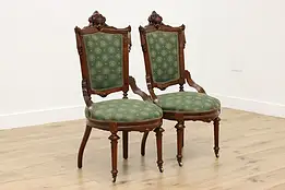 Jelliff Pair of Victorian Antique Eastlake Music Room Chairs #60379