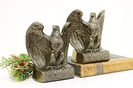 Pair of Vintage Bronze Finish Bald Eagle Library Bookends #59909