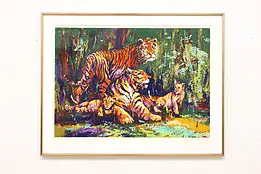Tiger Mothers & Cubs Vintage Serigraph Print King 40.5" #60203
