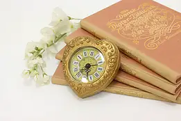 German Vintage Heart Shaped Desk or Nightstand Clock Gruber #60603