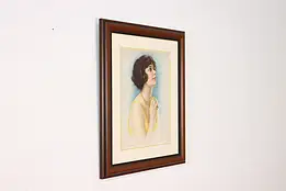Beautiful Woman Portrait Antique Framed Print Hiebel 20.5" #57922