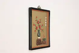 Chinese Vintage Jade & Soapstone Flowers Plaque 14.5" #59761
