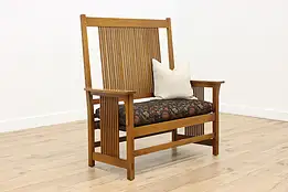 Arts & Crafts Mission Oak Settee or Craftsman Bench Stickley #60215