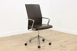 Midcentury Modern Vintage Leather Aluminum Desk Chair Stylex #60531
