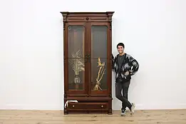 Victorian Antique Carved Walnut Bookcase Display Gun Cabinet #59511