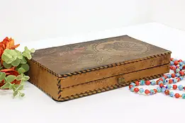 Folk Art Vintage Pyrography Jewelry & Keepsake Box, Woman #58604