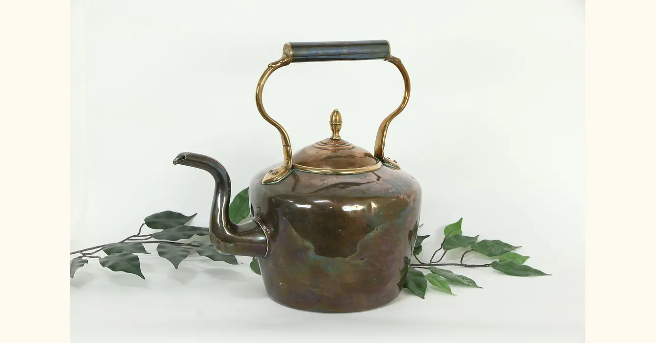 Farmhouse Antique Copper Large Tea Kettle or Pot #46277