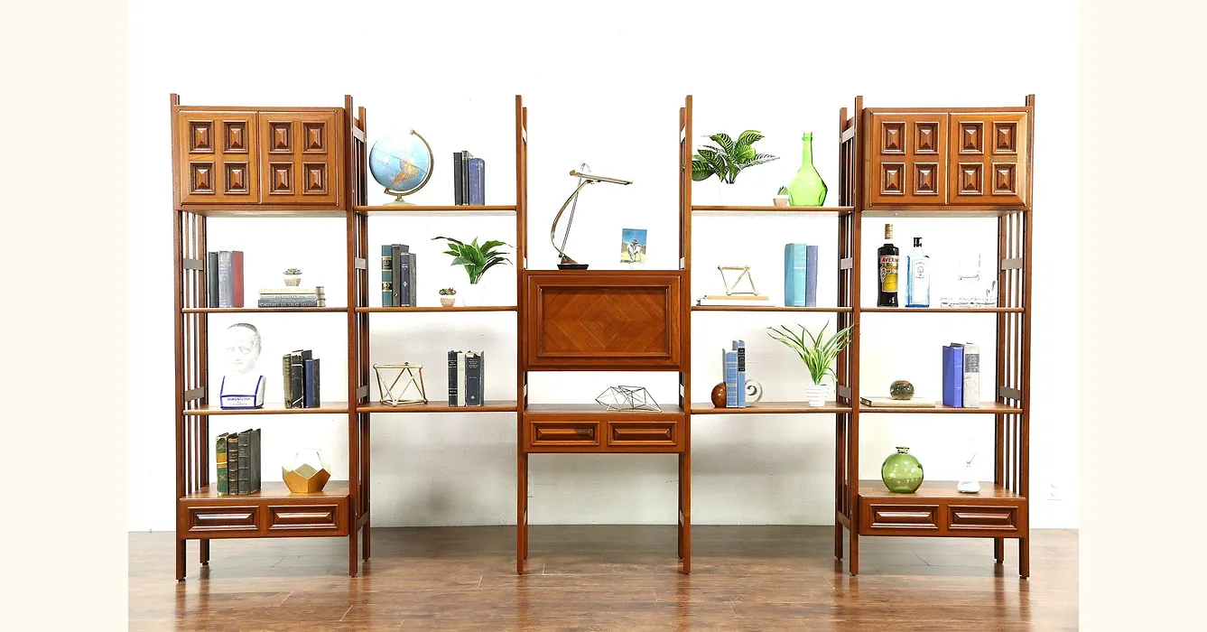 Mid century modern shop wall unit desk