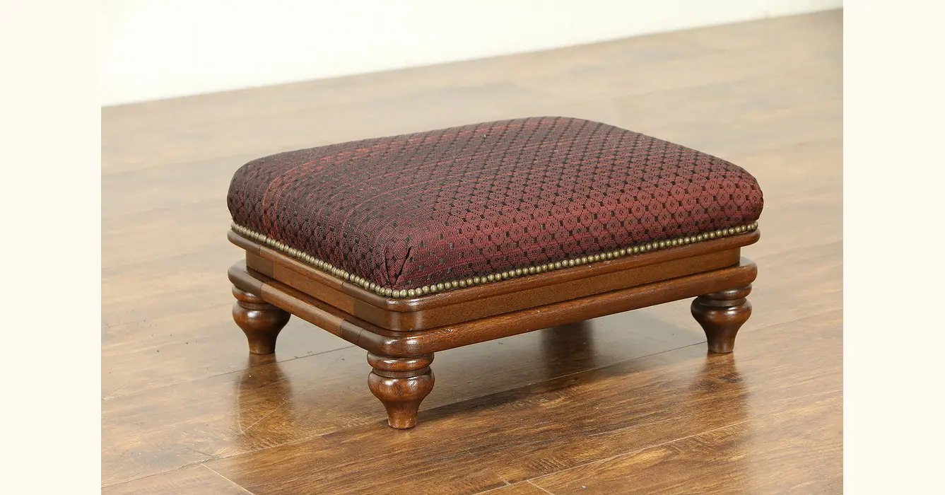 Victorian Antique Adjustable Gout Footstool, Horsehair Upholstery