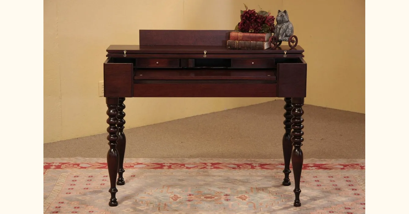 Spinet Antique Table Desk with Inkwell