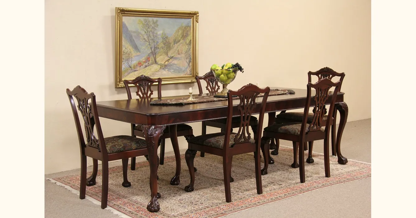 Mahogany dining table and 6 chairs deals